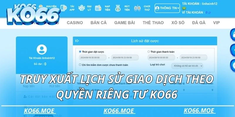 Truy xuất lịch sử giao dịch theo quyền riêng tư KO66